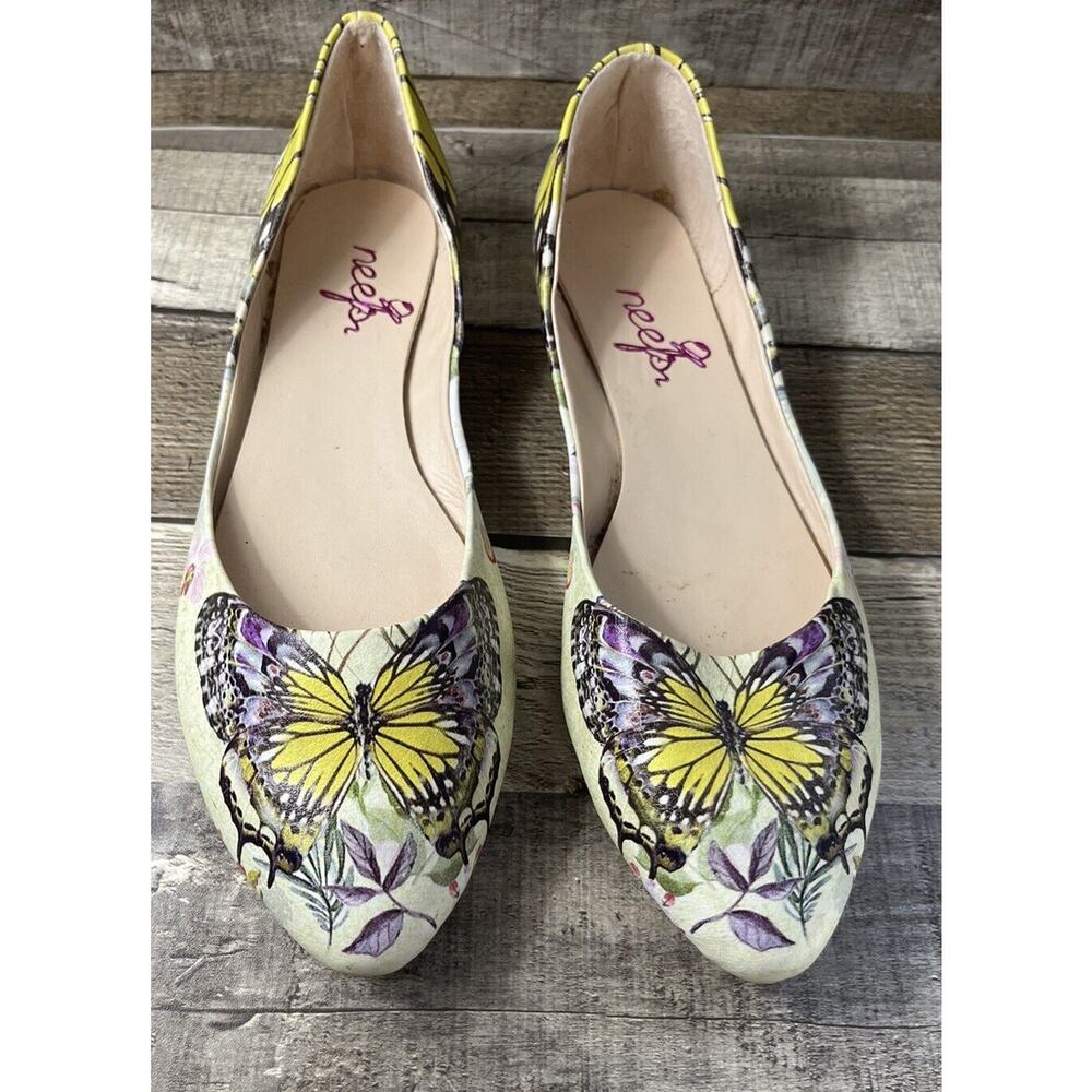 NEEFS Butterfly Flats Womens Size 8.5 Leather EUR 39 *See Description